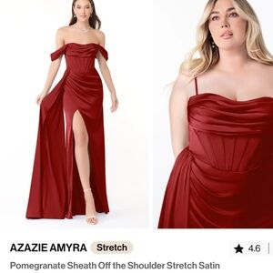 Azazie Amyra Pomegranate Stretch Satin Bridesmaid Gown